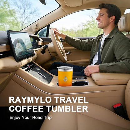 RAYMYLO Insulated Travel Coffee Tumbler 20oz, Detachable & Spill-Proof Slider Lid for Thorough Clean, Stainless Steel Reusable Coffee Mug with Lid Fits Most Car Cup Holder & BPA Free