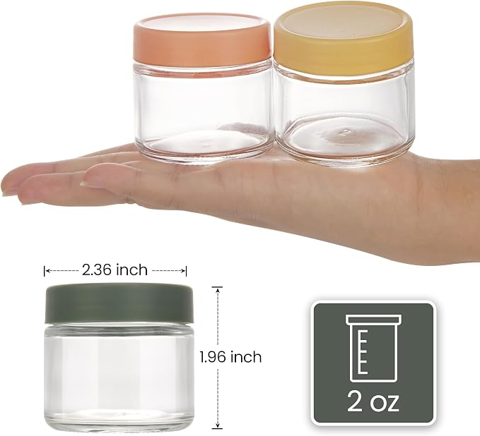 Lulonpon 16-Pack Thick Glass 2oz Mini Mason Jars with Lids - Airtight Condiment Containers, Salad Dressing Cups & Sauce Bottles for Lunch Box, Travel, Pantry Storage ﻿