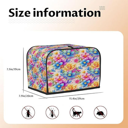 Flowers Art Toaster Cover 2 Slice Wide Slot Washable Toaster Covers | Rainbow Art Dust and Fingerprint Protection Bread Maker Covers for Kitchen Accessories Decor Bakeware Women Gift