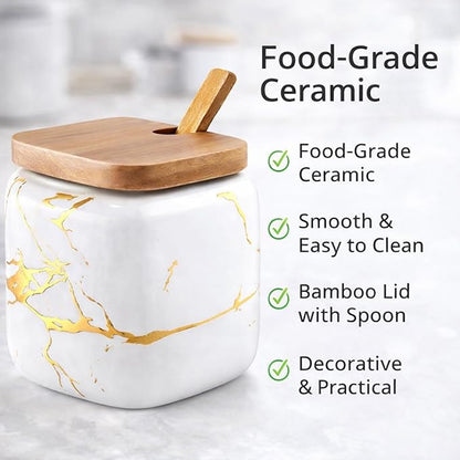 3 Pcs Sugar Bowls Ceramic Coffee Jar Set Ceramic Seasoning Jar with Lid Spoon and Tray/Food Storage Canister (Color Mixing)