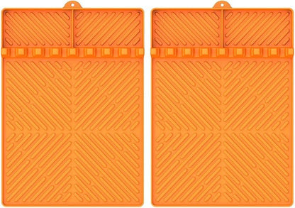 Silicone Griddle Tools Mat for Blackstone, Spatula Mat with Drip Pad Grill Utensil Holder Side Shelf Mat for Kitchen, Cooking, Countertop, Griddle Accessories for Blackstone, 2 Packs