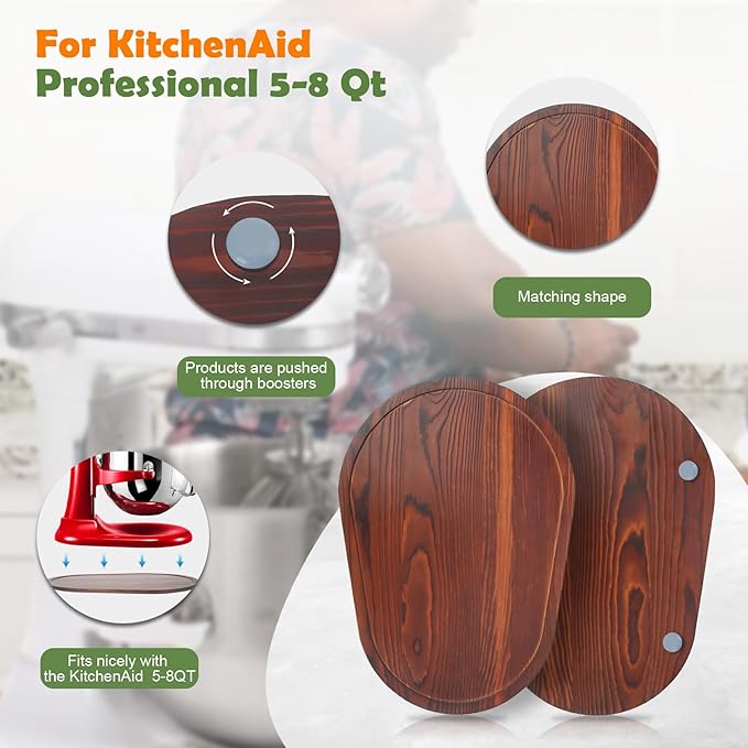 Mixer Slider for Kitchen Aid 5-8 Qt Bowl Lift Stand Mixer, Kitchen Appliance sliding mat Countertop Storage Attachments, Mixer Accessories Sliding Tray Moving Board for Kitchen Aid (Brown)