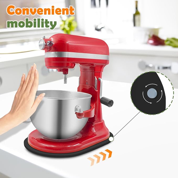 Bamboo Mixer Slider for Kitchen Aid 5-8 Qt Bowl Lift Stand Mixer, Kitchen Appliance sliding mat Countertop Storage Attachments, Mixer Accessories Sliding Tray Moving Board for Kitchen Aid (Black)