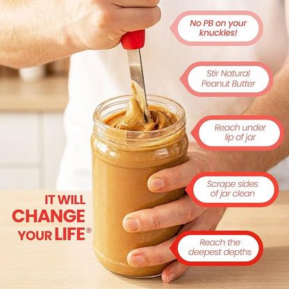 PB-JIFE! The Ultimate PB knife. Stir, scrape, and clean the BIG Jars (Red, 2)