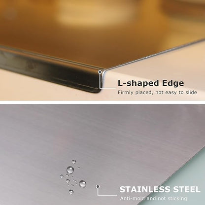 Cutting Board for Kitchen, Food Grade Stainless Steel Cutting Board with Lip, Metal Chopping Board for Meat, Fruits, Vegetables, Bread, and Baking (60 x 40cm/23.6 x 15.7 in)