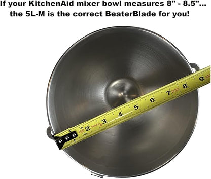 New Metro Design 5L-MGY Medium Flex Edge Beater Blade METAL, compatible w/most KitchenAid 5 Quart Bowl-Lift Stand Mixers, Gray