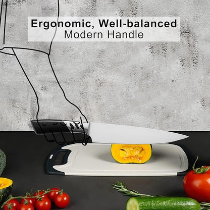CHUSHIJI Kitchen Knife Set 3 Piece | Professional Chef Knife Set with 8" Chef Knife, 7" Santoku Knife, 5" Utility Knife | High Carbon Stainless Steel Sharp Kitchen Knives for Home Cooking & Gifting