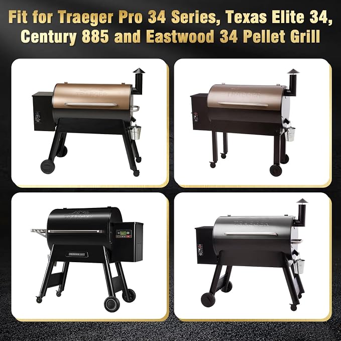 Uniflasy Upgraded Folding Front Shelf for Traeger Pro 34 Series & Century 885, Texas Elite 34 Pellet Grill Accessories, 37" x 12" Heavy-Duty Grill Prep Table with Cutting Board Basin Lid 5 Hooks