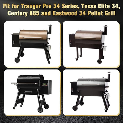 Uniflasy Upgraded Folding Front Shelf for Traeger Pro 34 Series & Century 885, Texas Elite 34 Pellet Grill Accessories, 37" x 12" Heavy-Duty Grill Prep Table with Cutting Board Basin Lid 5 Hooks