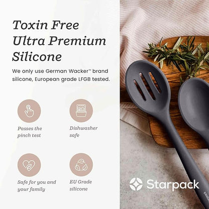 Starpack 'Let it Drain' XL Silicone Slotted Spoon(13.5 Inches) - Large Slotted Spoon for Cooking Heat Resistant to 600°F - Silicone Slotted Serving Spoons, Non Stick Slotted Cooking Spoon