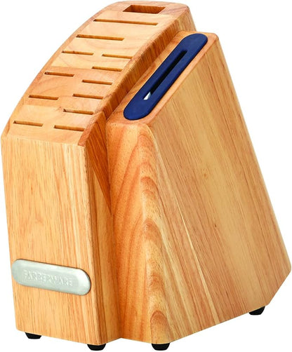Farberware Edgekeeper Triple Riveted Slim Knife Block Set with Built in Sharpener, 14-Piece, Navy