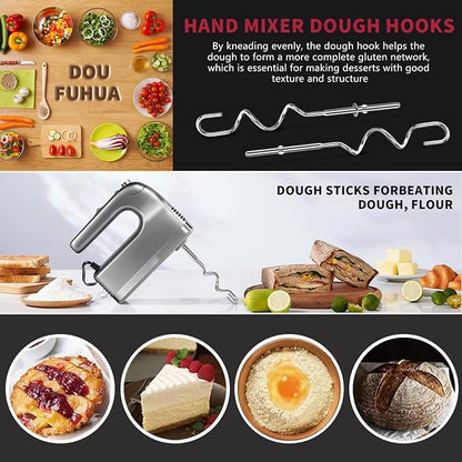 New Dough Hook for Hand Mixer Replacement for Kitchenaid Hand Mixer Dough Hooks KHM512, Stainless Steel Dough Hooks Suitable for KHM 5KSM KSM KSMO KSMH Series of Kitchenaid Mixer Hand Held, Set of 2