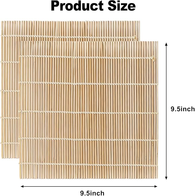 2PCS Bamboo Sushi Rolling Mat, White Sushi roll maker, Sushi making kit, Bamboo Sushi Rolling Mat (off-white, 2pcs)
