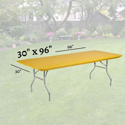 Kwik-Covers 8' Rectangle Plastic Table Covers 30" x 96", Bundle of 5 (Yellow/Gold)