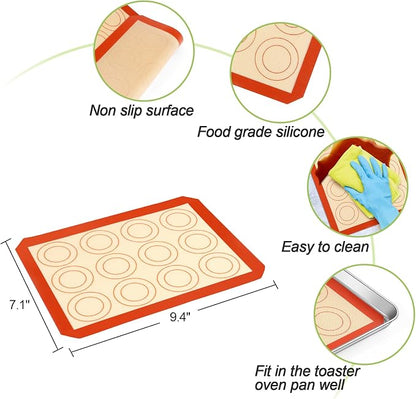 TeamFar Toaster Oven Tray, 10.5’’ x 8’’ x 1’’, Stainless Steel Small Baking Pan Tray Cooling Roasting Rack with Silicone Mat Set for Daily Use, Non-toxic & Sturdy, Oven & Dishwasher Safe, Set of 3