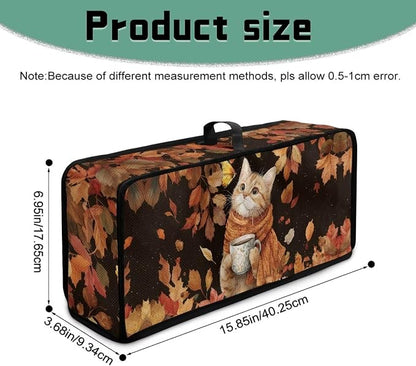 Thanksgiving Toaster Cover 2 Slice Water-Resistant Folding 2 Slice Slim Toaster Cover, Cat Maple Leaf Print Dustproof Protective Covers for Small Appliance