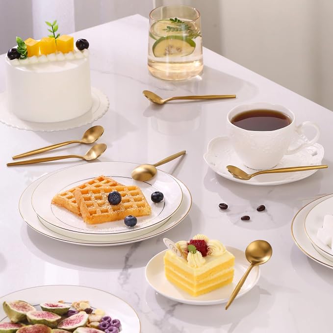 Gold Coffee Spoons Set,Stainless Steel Teaspoons of 6,Espresso Spoons 5.11 inch,Demitasse Dessert Scoop,Small Tea Scoop Mini for Stirring,Matte Finish,Dishwasher Safe