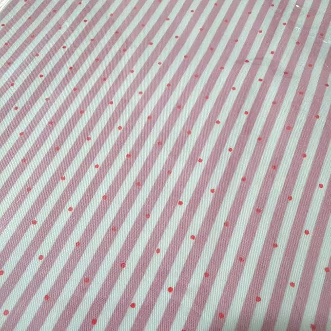 Light Weight Natural Cotton Fabric by the Yard DIY Making Supplies Quilting Patchwork Fabric Fat Quarter Bundles DIY for Quilting Cotton Patchwork Cushions (Pink Striped dots, 2 Yard)
