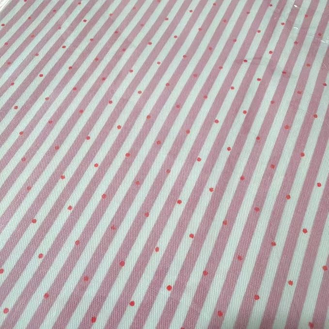 Light Weight Natural Cotton Fabric by the Yard DIY Making Supplies Quilting Patchwork Fabric Fat Quarter Bundles DIY for Quilting Cotton Patchwork Cushions (Pink Striped dots, 1 Yard)