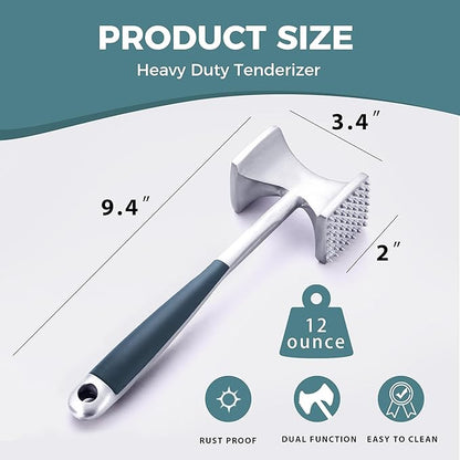 KITEXPERT Meat Tenderizer Hammer with Comfortable-Grip Handle, Dual-side Mallet for Kitchen, Heavy Duty Pounder For Tenderizing Steak, Beef and Fish, Blue