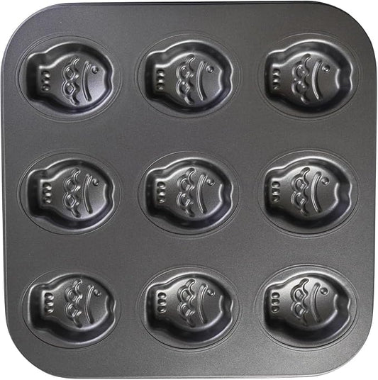 9 Cup Nonstick Fish Shape Muffin Cupcake Pan Mini Taiyaki Cake Fondant Topper Decoration Cornbread Cat Dog Puppy Treat Ice Cube Chocolate Madeleine Cookie Biscuit Baking Tin Tray Mold Maker