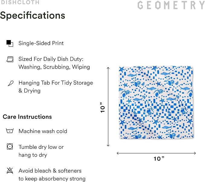 GEOMETRY Dishcloth – Spring & Summer Collection – Quick-Dry, Ultra-Absorbent, Reusable Microfiber Kitchen Towels for Drying & Cleaning - Summer Line - 6 Pieces