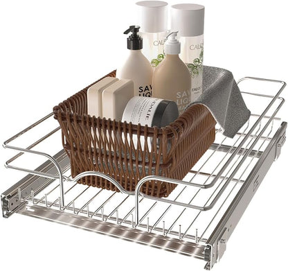 Rev-A-Shelf Steel Wire Pullout Drawer Organizer Shelf for Kitchen Cabinets, Slide Out Storage Basket, Min Opening Width of 14.5", 15" x 20", 5WB1-1520CR-1