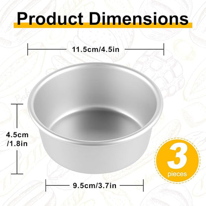 FrutPunch 4 Inch Cake Pan, Anodized Aluminum Baking Round Cake Pans Tins Bakeware, Mini Cake Pans for Birthday Wedding, Mirror Finish, Easy Releasing, Set of 3