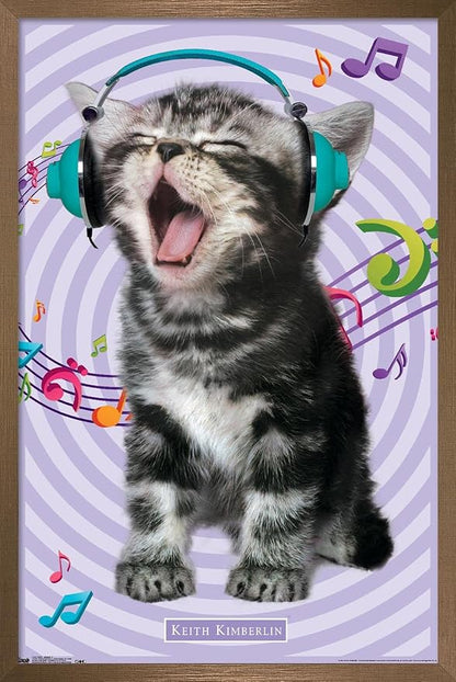 Trends International Keith Kimberlin - Kitten - Singing Wall Poster, 22.375" x 34", Bronze Framed Version