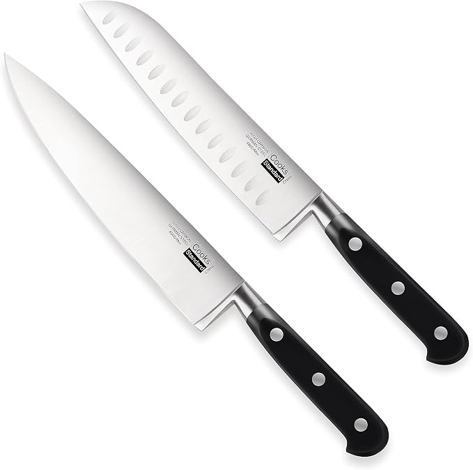 Cooks Standard Classic Cutlery, High Carbon Stainless Steel Knives Set, 8" Chef's Knife and 7" Santoku Knife, Ergonomic Handle, 2-Piece