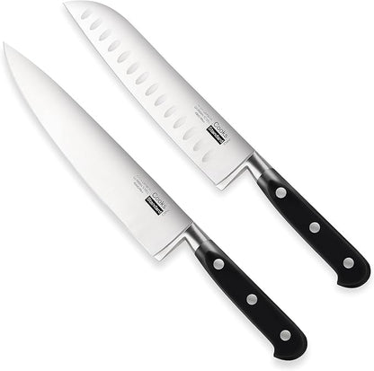 Cooks Standard Classic Cutlery, High Carbon Stainless Steel Knives Set, 8" Chef's Knife and 7" Santoku Knife, Ergonomic Handle, 2-Piece