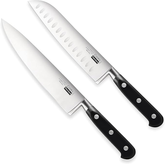 Cooks Standard Classic Cutlery, High Carbon Stainless Steel Knives Set, 8" Chef's Knife and 7" Santoku Knife, Ergonomic Handle, 2-Piece