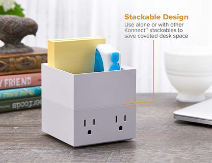 Bostitch Office Konnect Desk Organizer Accessory Tray, Stacks for Desktop Storage, White (Pack of 6)