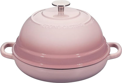 EDGING CASTING Enameled Cast Iron Dutch Oven Pot with Lid, Round Bread Oven for Homemade Sourdough Bread Baking, 6 Quart, Pink