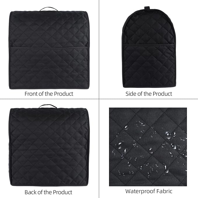 Stand Mixer Cover compatible with Kitchenaid Mixer, Fits All Tilt Head & Bowl Lift Models with 3 Organizer Bag for Accessories.with Handle Waterproof.Easy Cleaning(Black,For Tilt Head 4.5-5 Quart)