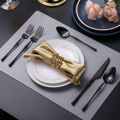 Lemeya 20 Piece Matte Black Silverware Set,18/10 Stainless Steel Flatware Set Service for 4,Unique Cutlery Set with Canton Tower Handle,Forks Spoons and Knives Set,Dishwasher Safe