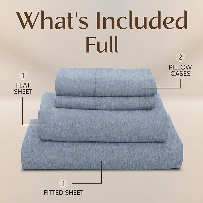 Utopia Bedding Full Size Sheet Set – 4 Piece Bed Sheets, Soft and Breathable Microfiber, Includes 1 Fitted Sheet, 1 Flat Sheet and 2 Pillowcases – Oeko Tex (Heather Navy)