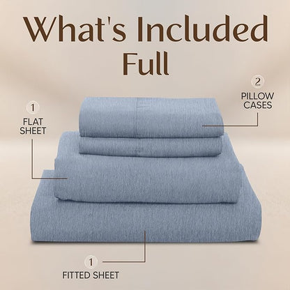 Utopia Bedding Full Size Sheet Set – 4 Piece Bed Sheets, Soft and Breathable Microfiber, Includes 1 Fitted Sheet, 1 Flat Sheet and 2 Pillowcases – Oeko Tex (Heather Navy)