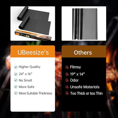 UBeesize 2 Pack XL Thickened Oven Liners for Bottom of Oven, Reusable 17x25 Inch Heavy Duty Non Stick Teflon Oven Mats BPA & PFOA Free, Fit Electric Gas Toaster Convection Microwave Ovens Grills
