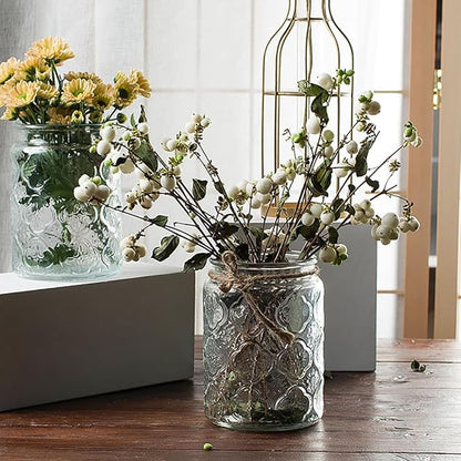Custde Glass Storage Jars With Airtight Lid, 23.7oz Canister For Kitchen Counter with Bamboo Lid, brown sugar, candy, coffee, cookie, salt, tea,pantry cute Jar (Begonia Flowers*1)