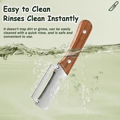 2-Pack Vegetable Peeler with Bottle Opener, Stainless Steel Kitchen Peeler with Wooden Handle, Easy Peeling Tool for Potatoes, Fruits & Vegetables