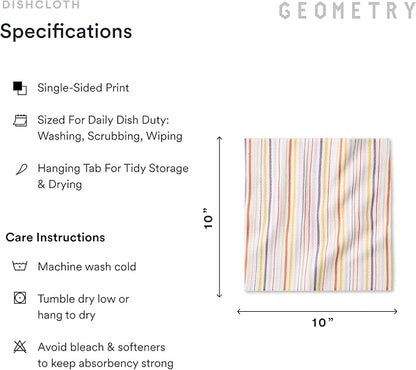 GEOMETRY Kitchen Dish Cloths - Quick Dry Dishcloths for Kitchen - Premium Dish Rags with Geoweave - 3-Pieces Stripe Season