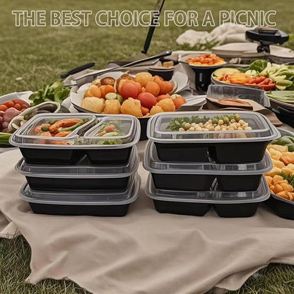 60 Packs 28 oz， 2-Compartment Meal Prep Containers Disposable,take out plastic food storage, Plastic Take Out Containers, to go food containers, lunch containers,Microwaving, And Freezing.