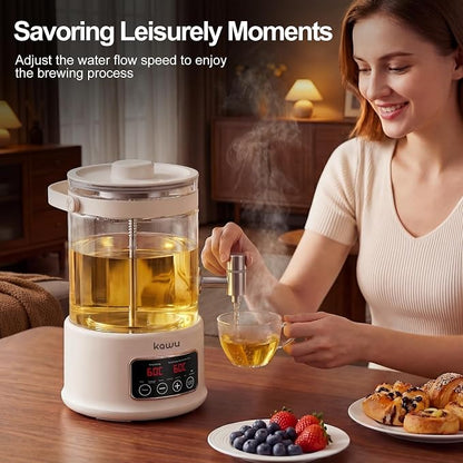 Kawu Electric Kettle, 2.5L Glass Water Boiler with Infuser, 7-in-1 Electric Water Kettle Hot Water Dispenser, Temperature Control, 800W Tea Maker Machine Water Warmer for Home Office Kitchen