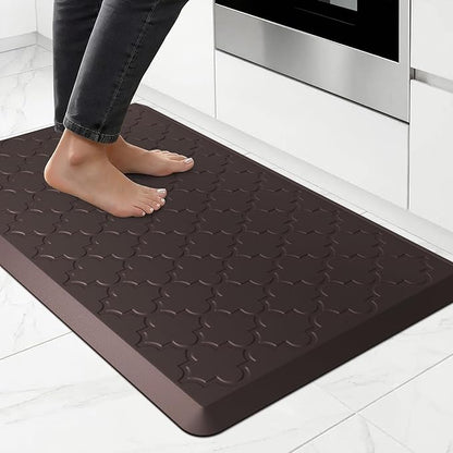 Kitchen Mat Cushioned Anti Fatigue for Floor, Non-Slip Waterproof Comfort Rug for Kitchen Sink, Standing Desk & Laundry, 17.3"x29", Chocolate