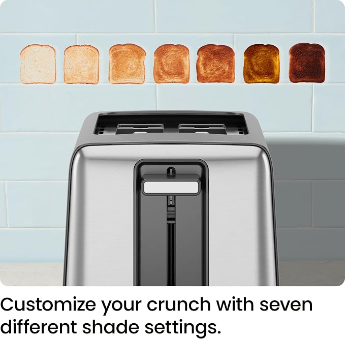 Chefman 2 Slice Toaster, 7 Shade Settings, Removable Crumb Tray, Thick Bread and Bagel Toaster with Defrost and Cancel Buttons – Black