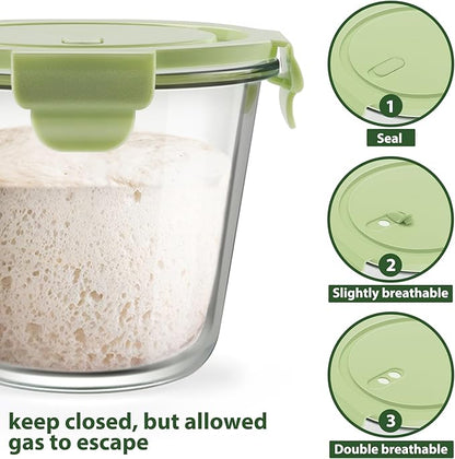 Freshmage 23oz Glass Meal Prep Containers with Lids, Airtight 3-Cup Glass Storage Containers Set, Heat-Resistant BPA-Free for Soup, Leftover, Microwave, Dishwasher, Fridge and Freezer Safe (4 Packs)