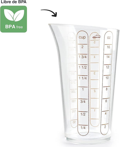 Lacor - 67075 - Basic Measuring Cup, Container with Measurements, Liquid Meter, Highest Quality Plastic, BPA Free, 8.5 cm, 0.5 L