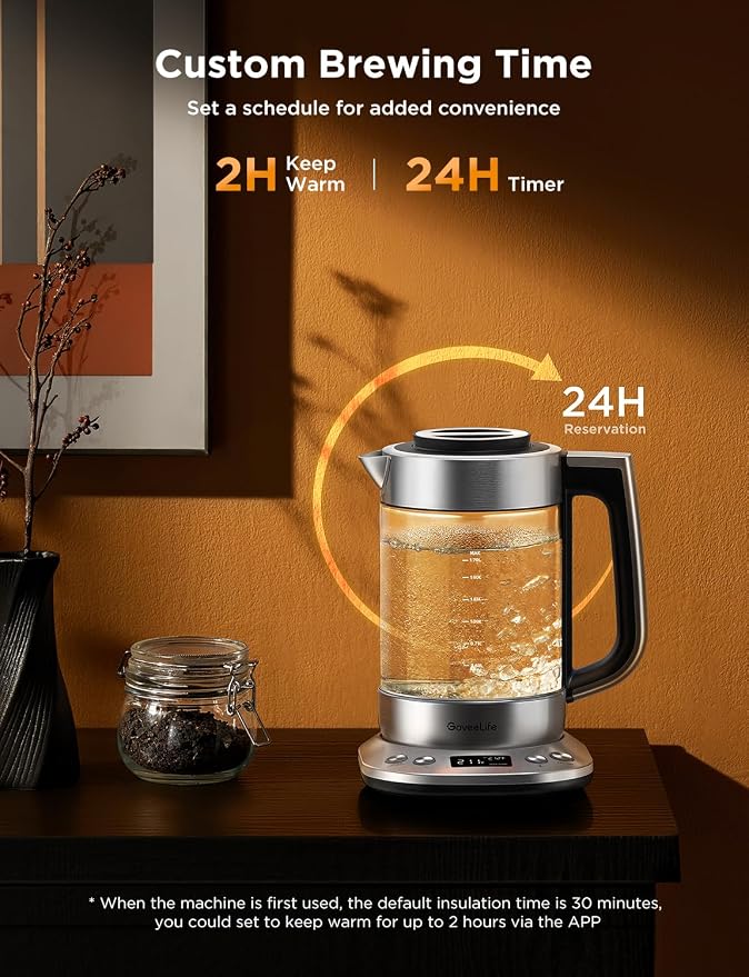 GoveeLife Smart Electric Kettle with Tea Infuser for Loose Leaf, 1.7 L Electric Tea Kettle with Brewing Program, Variable Temperature Control, 2 H Keep Warm & Auto Shut off, BPA Free, Sliver