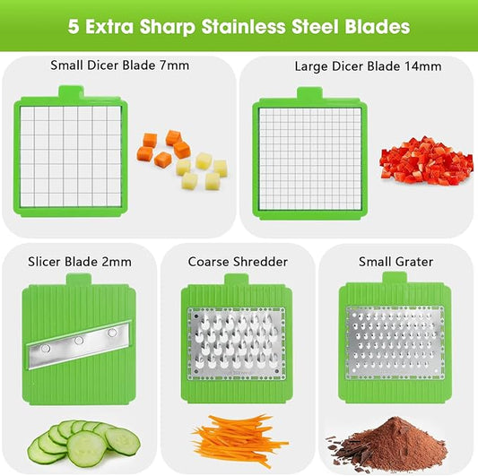 LHS Manual Food Processor Large Vegetable Chopper, 1003ML Pull String Chopper Garlic Mincer Onion Cutter for Veggies,Salad,Fruits, Nuts, BPA Free, WHITE
